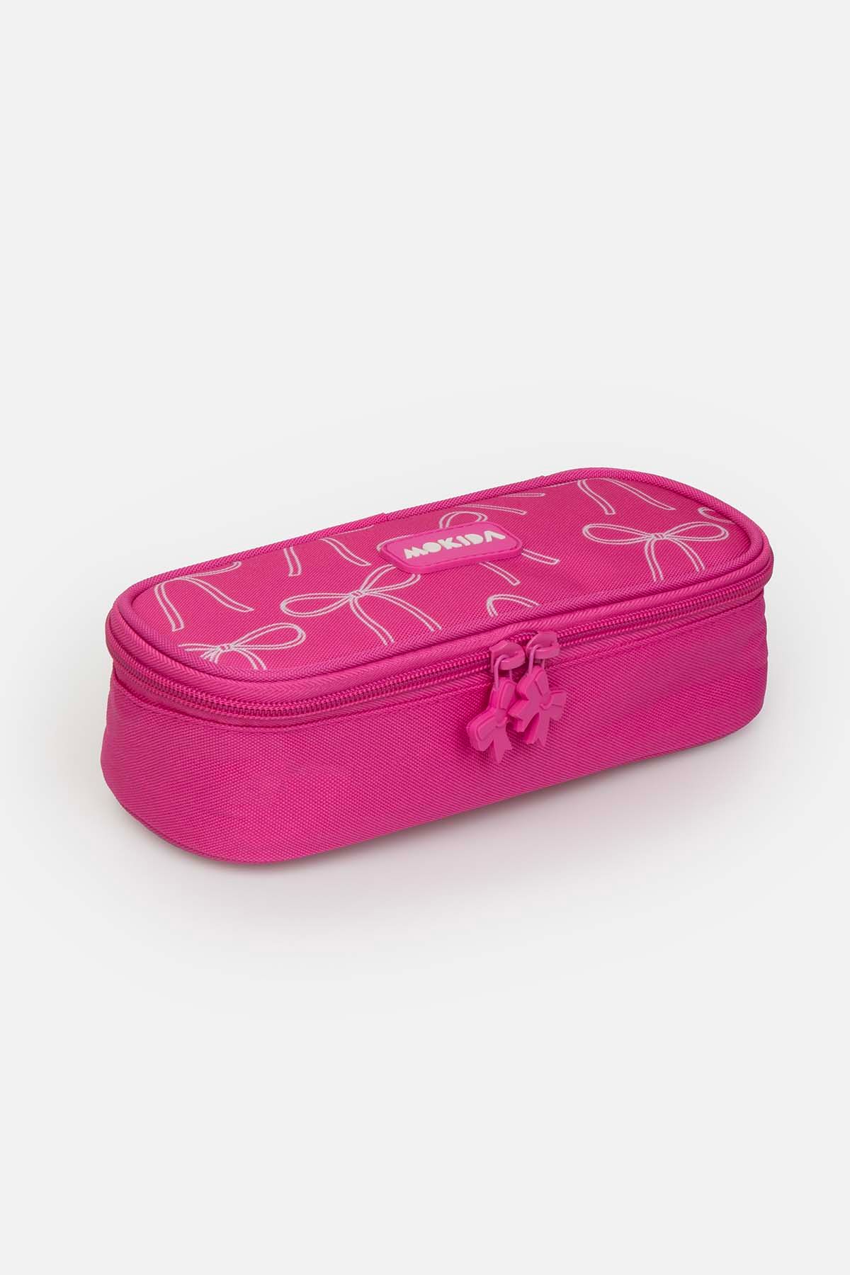 Piórnik Pink Bows otwierany duży pojemny z klapką