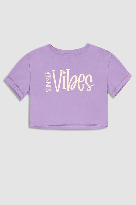 T-shirt z krótkim rękawem fioletowy crop top z napisem