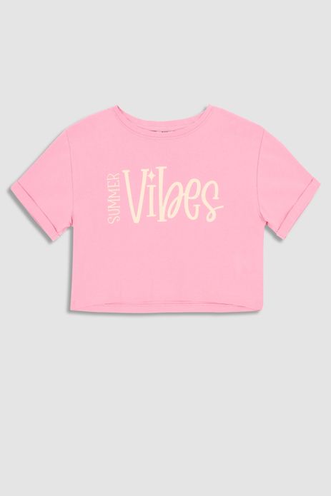 T-shirt z krótkim rękawem różowy crop top z napisem