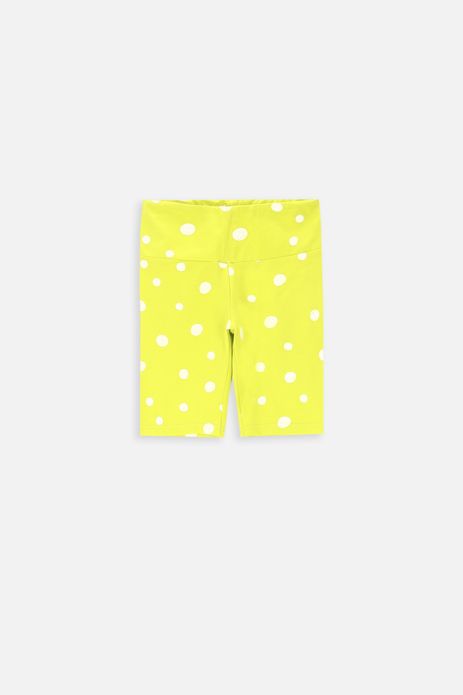 Legginsy krótkie limonkowe bawełniane kolarki w kropki