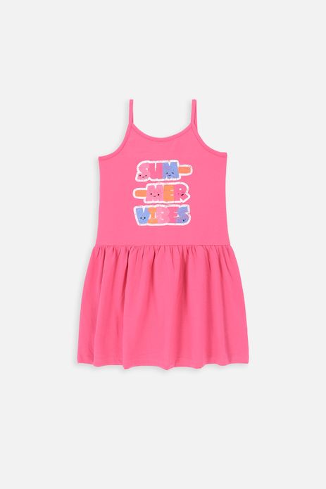 Sukienka dresowa na ramiączkach różowa letnia z wakacyjnym napisem