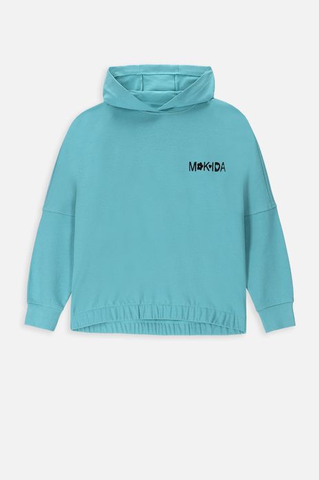 Bluza dresowa z kapturem miętowa z logo Mokida