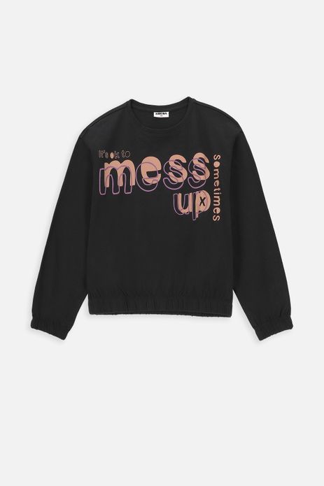 T-shirt z długim rękawem czarny z pozytywnym napisem