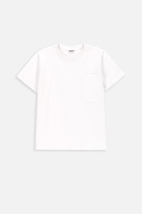 T-shirt z krótkim rękawem biały bawełniany z kieszenią