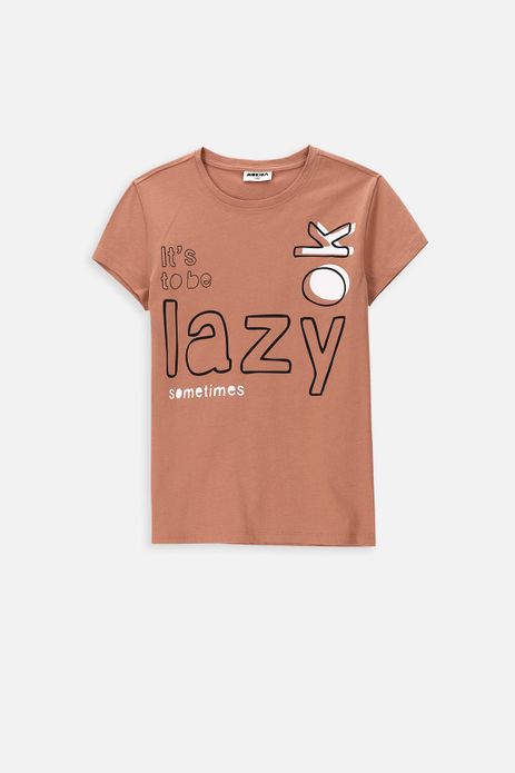 T-shirt z krótkim rękawem beżowy z pozytywnym napisem
