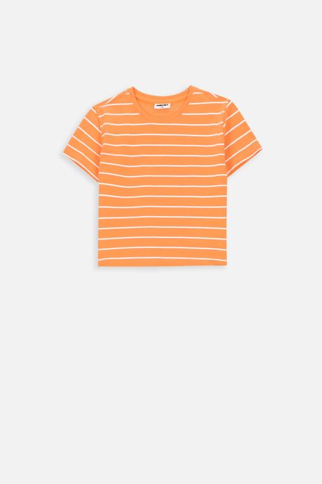 T-shirt z krótkim rękawem pomarańczowy pudełkowy w paski