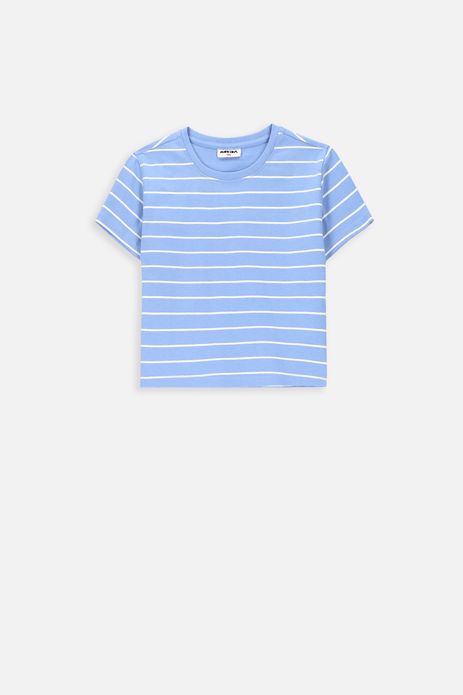 T-shirt z krótkim rękawem niebieski pudełkowy w paski