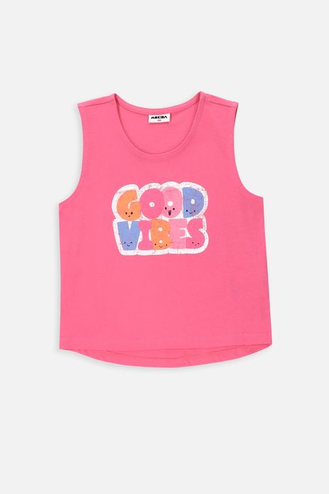 Koszulka bez rękawów różowy tank top z wesołym napisem