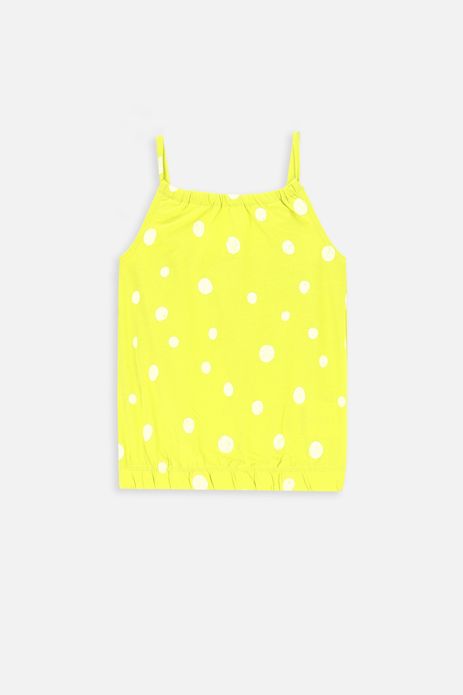 Koszulka bez rękawów limonkowa w kropki na ramiączkach