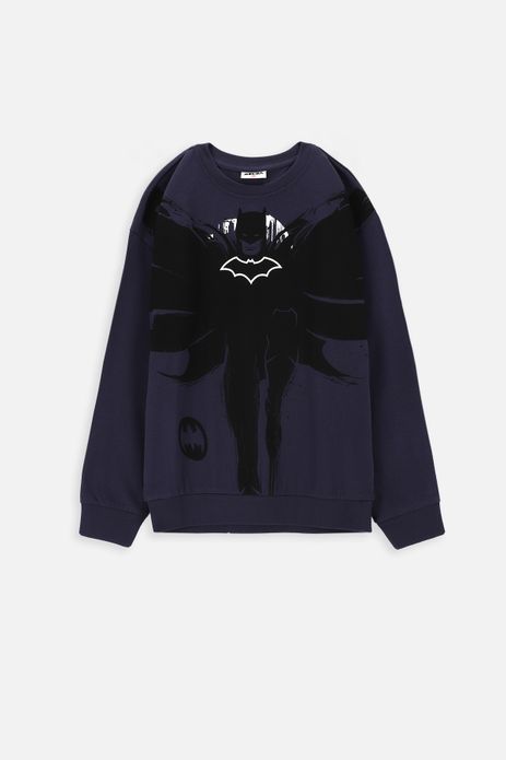 T-shirt z długim rękawem BATMAN granatowy z nadrukiem