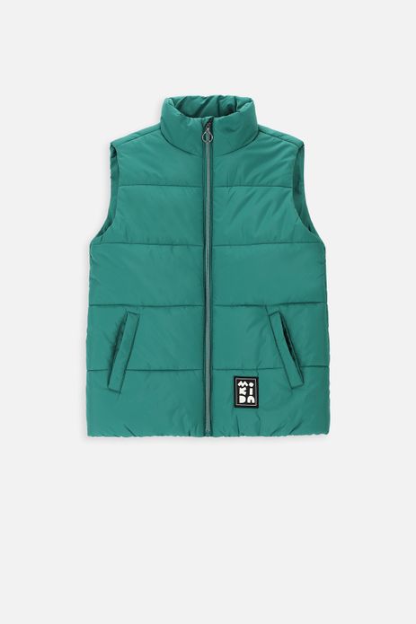 Bezrękawnik pikowany UNISEX zielony wodoodporny ze stójką i ociepleniem