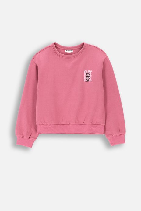 Bluza dresowa różowa z nadrukiem na przodzie